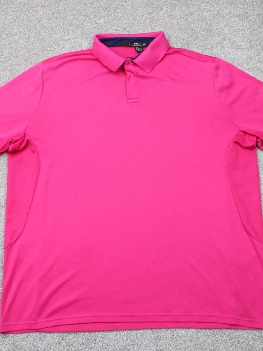 RLX Ralph Lauren Polo Shirt Mens XL Pink Golf Polyester Short Sleeve Snap Button
